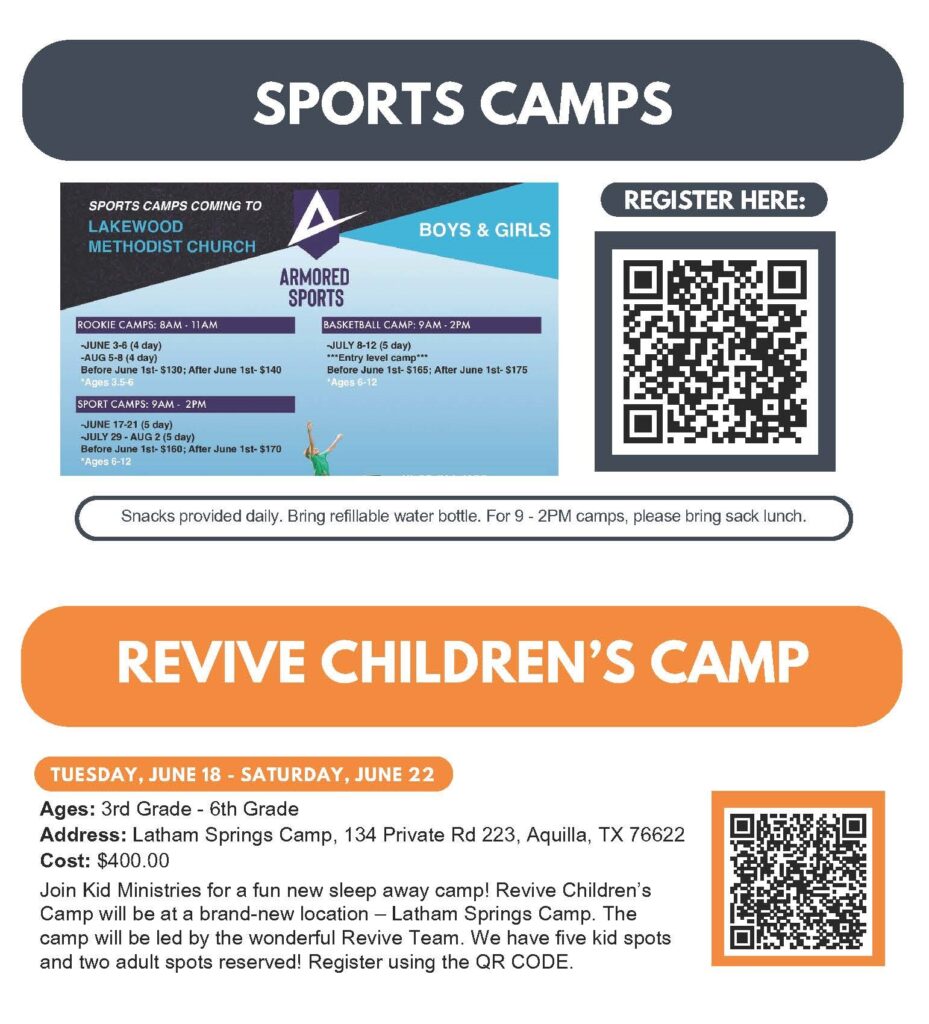 Welcome Back: Groups_Kids_Camps – Lakewood Methodist Church